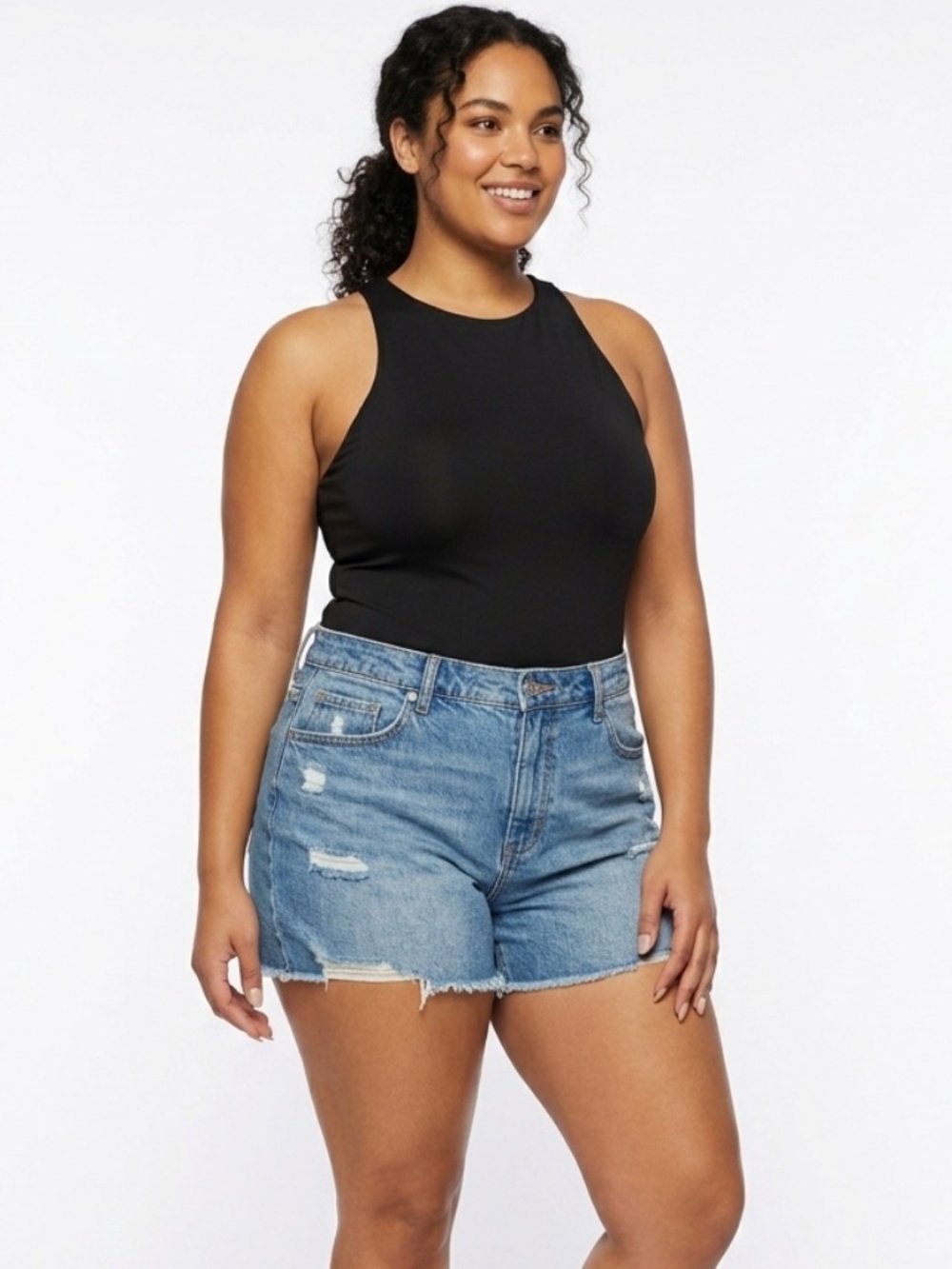 Black High Neck Sleeveless Racerback Bodysuit Size 2XL